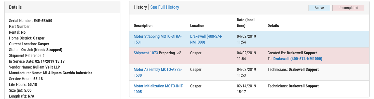 Asset History Visualization Helper in Drakewell Directional Drilling Software